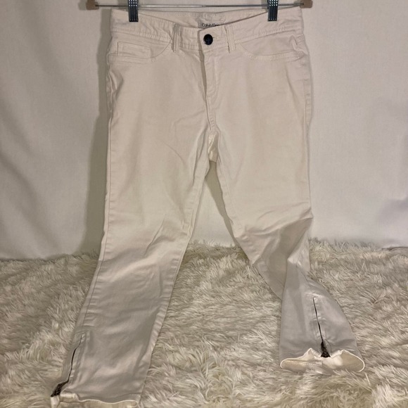 Calvin Klein Ankle Length Skinny Jeans Cotton and Spandex White Womens Size 2 - Picture 1 of 6